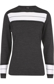 Шерстяной пуловер с круглым вырезом и контрастной отделкой Kiton