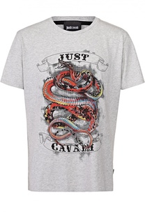 Хлопковая футболка с контрастным принтом Just Cavalli