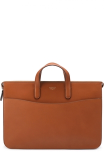 Кожаный портфель на молнии с внешним карманом Bertoni