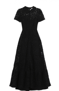 Приталенное кружевное платье-миди с коротким рукавом REDVALENTINO