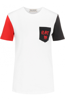 Хлопковая футболка прямого кроя с контрастной отделкой Etre Cecile