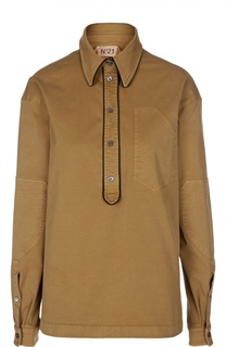 Блуза с контрастной отделкой и нашивками No. 21