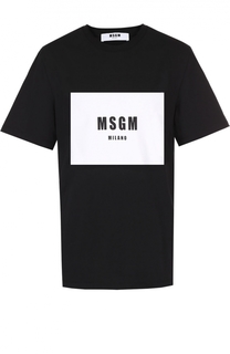 Хлопковая футболка с контрастным принтом MSGM