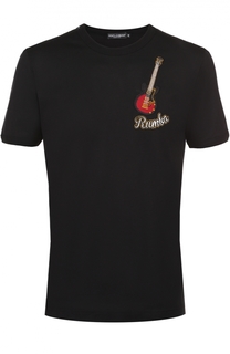 Хлопковая футболка с контрастной вышивкой Dolce &amp; Gabbana