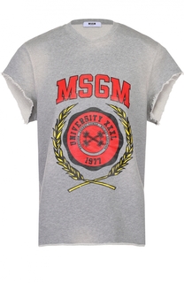 Топ свободного кроя с контрастным принтом MSGM