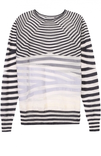 Полупрозрачный пуловер в контрастную полоску с круглым вырезом Giorgio Armani
