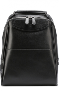Кожаный рюкзак с внешним карманом и текстильной отделкой Canali