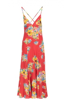 Шелковое платье-макси с открытой спиной и цветочным принтом Polo Ralph Lauren