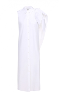 Платье-рубашка прямого кроя без рукавов с оборкой Mm6