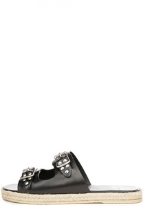 Кожаные шлепанцы Espadrille с заклепками Saint Laurent