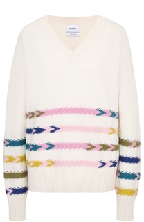 Кашемировый пуловер с V-образным вырезом и контрастной отделкой Barrie