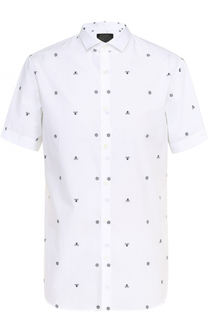 Хлопковая рубашка с короткими рукавами и контрастной вышивкой Philipp Plein