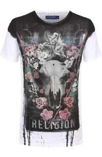 Хлопковая футболка с контрастным принтом Religion