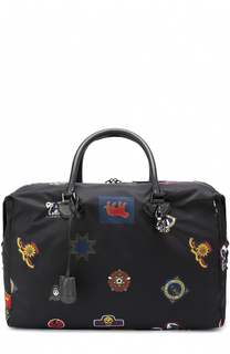 Текстильная дорожная сумка с контрастной отделкой и плечевым ремнем Alexander McQueen