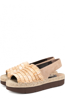 Комбинированные сандалии из рафии и замши Paloma Barcelo