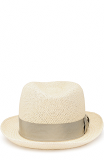 Соломенная шляпа-федора с лентой Giorgio Armani