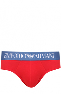 Хлопковые брифы с широкой резинкой Emporio Armani