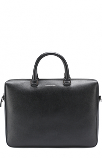 Кожаная сумка для ноутбука с внешним карманом Ermenegildo Zegna