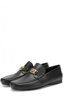 Кожаные мокасины с декоративной пряжкой Versace
