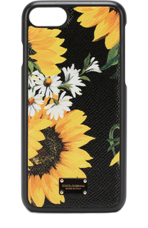 Кожаный чехол для iPhone 7 с цветочным принтом Dolce &amp; Gabbana