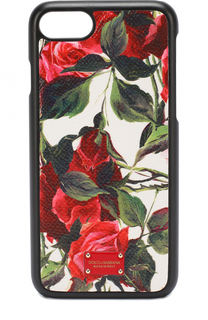 Кожаный чехол для iPhone 7 с цветочным принтом Dolce &amp; Gabbana