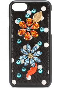 Кожный чехол для iPhone 7 с принтом и декором Dolce &amp; Gabbana