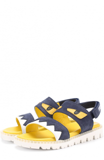 Кожаные сандалии с аппликацией Fendi Roma