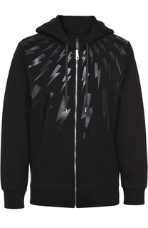 Толстовка из смеси вискозы и хлопка на молнии с капюшоном Neil Barrett