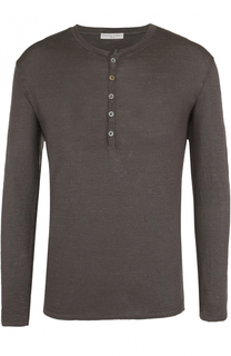 Льняной джемпер тонкой вязки с воротником на пуговицах Daniele Fiesoli