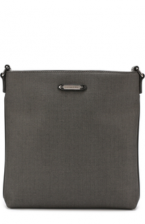 Сумка-планшет с внешним карманом на молнии и отделкой из натуральной кожи Ermenegildo Zegna