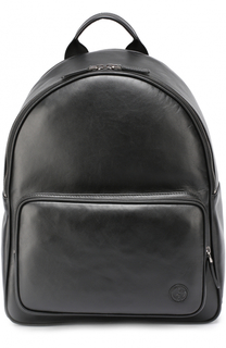 Кожаный рюкзак с внешним карманом на молнии Giorgio Armani