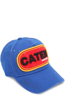 Хлопковая бейсболка с нашивкой и декоративными потертостями Dsquared2