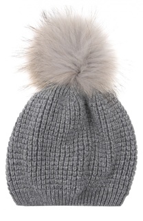 Кашемировая шапка с помпоном из меха енота Kashja` Cashmere