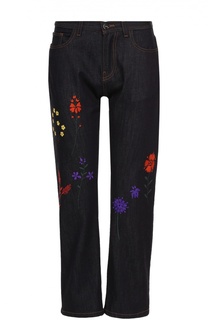 Укороченные джинсы прямого кроя с контрастной вышивкой Fendi