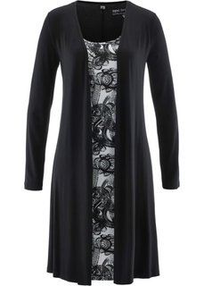 Трикотажное платье 2 в 1 (черный с рисунком) Bonprix