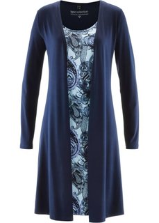 Трикотажное платье 2 в 1 (темно-синий с рисунком) Bonprix