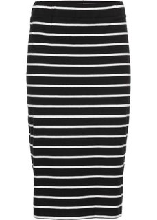 Трикотажная юбка с боковыми разрезами (черный/белый в полоску) Bonprix