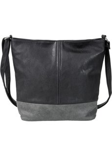 Двухцветная сумка-шопер (черный/серый) Bonprix