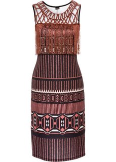 Платье с бахромой (бордово-коричневый с рисунком) Bonprix