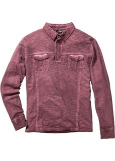 Футболка-поло Regular Fit с длинным рукавом (кленово-красный) Bonprix
