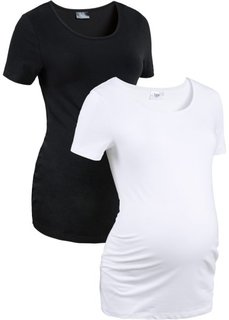 Мода для беременных: футболка из биохлопка  (2 шт.) (черный + белый) Bonprix