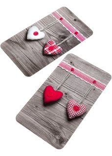 Пластины для кухонной плиты Сердца (2 шт.) (светло-серый/белый/красный) Bonprix