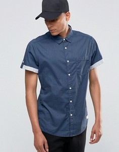 Рубашка с короткими рукавами и контрастными отворотами Esprit - Темно-синий