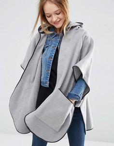Кейп с капюшоном и карманами ASOS - Серый