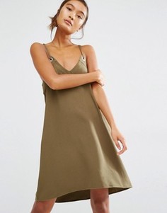 Платье-комбинация с люверсами First & I - Зеленый