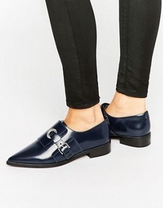 Кожаные туфли на плоской подошве ASOS MADAME - Темно-синий