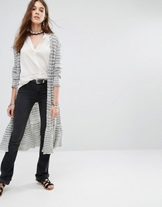 Удлиненный кардиган в полоску Free People Smile Like You - Серый