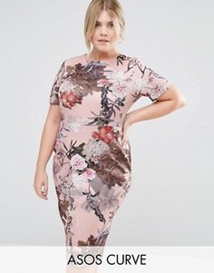 Облегающее платье с цветочным принтом ASOS CURVE - Мульти