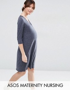 Домашнее платье с запахом для кормящих мам ASOS Maternity - Синий
