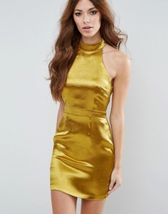 Платье-халтер мини с эффектом металлик Missguided - Золотой